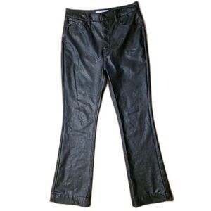 Kancan 11 Black Faux Leather Flare Button Fly Rocker Moto Pants